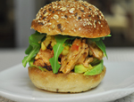 Pulled BBQ Jerk Salmon Sandwich