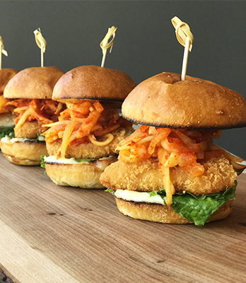 Mini Crispy Haddock Sammies with Chili Papaya Slaw