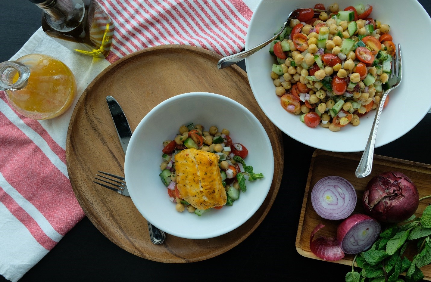 Healthy Mediterranean Haddock with Vibrant Chickpea Salad Recipe