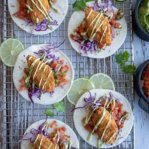 Alaska Wild Fish Tacos with Ranchamole Drizzle