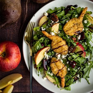 Salade de betteraves et de pommes aux crevettes Poêlée sélecte ail et fines herbes